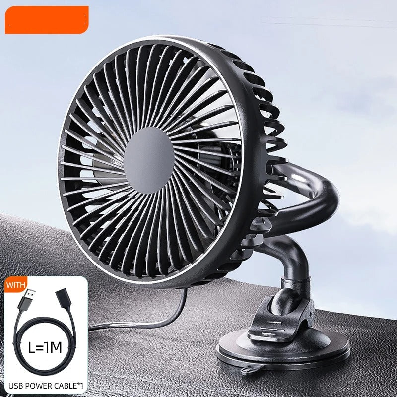 12–24V Mini Car Air Outlet Fan with LED Lighting – USB Powered, 360° Rotating, 3-Speed Cooling Fan for Car, Office & Home Use - Delicate Leather