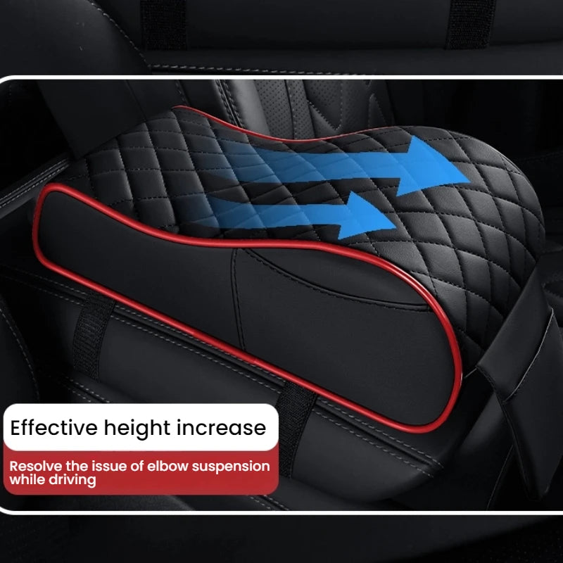 Curved PU Leather Armrest Cushion – Car Center Console Pad with Storage Pocket - Delicate Leather