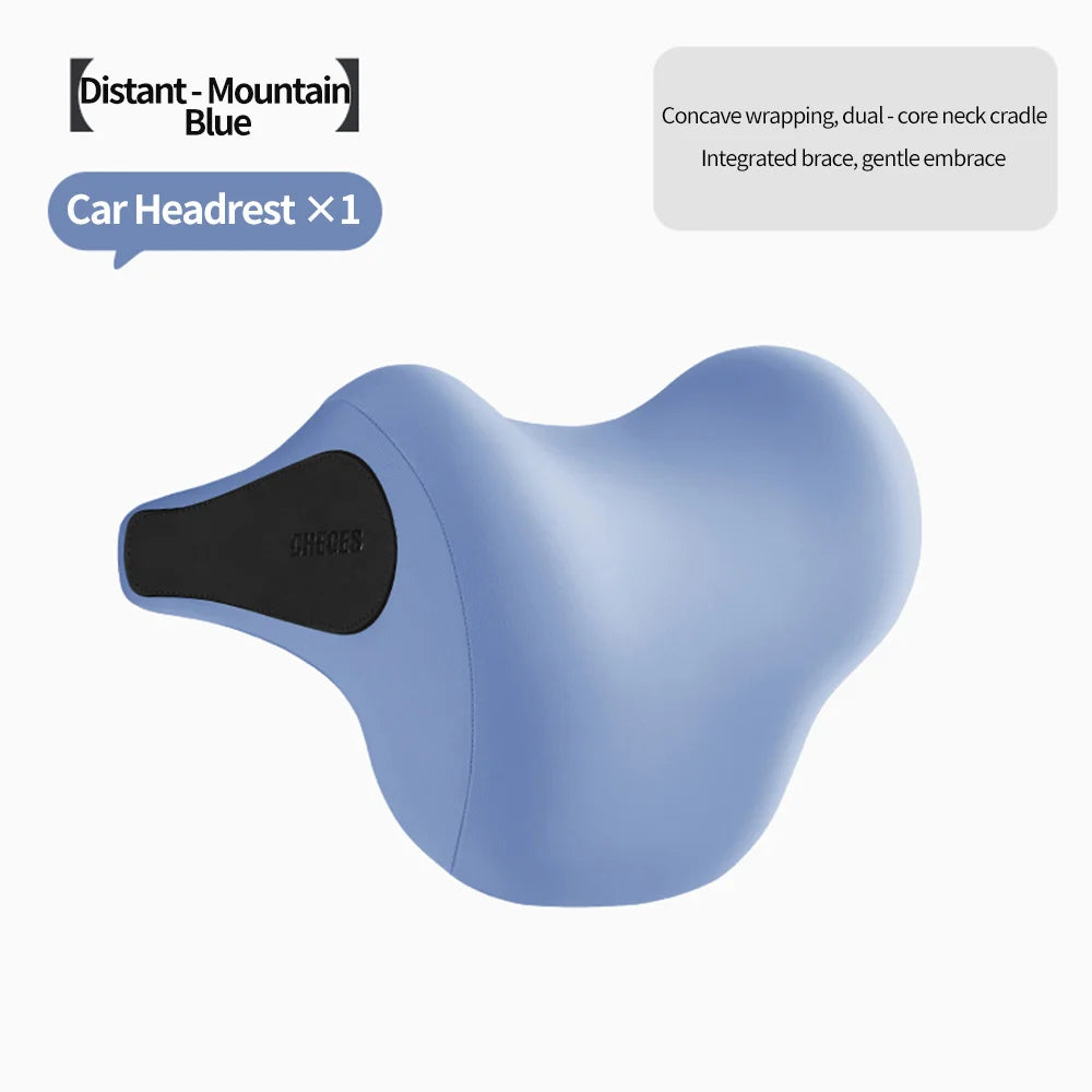 Memory Foam Car Headrest & Lumbar Support Set – Universal Neck and Back Cushion - Delicate Leather