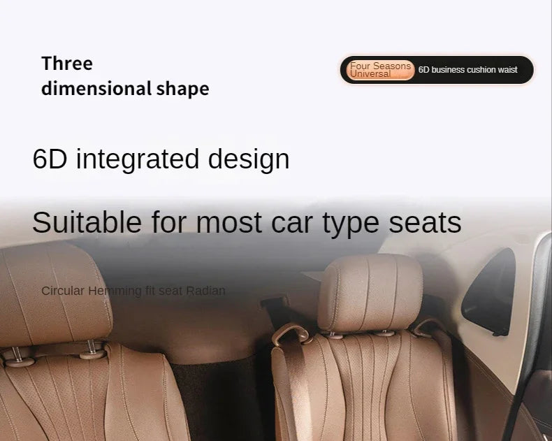 Delicate Leather Universal Car Seat Cushion with Lumbar Support – Ergonomic Leather Driver’s Seat Pad with Integrated Back Support - Delicate Leather