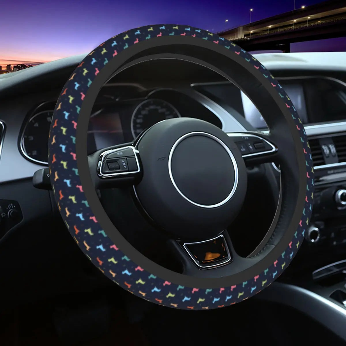 Doxie Florals Dachshund Steering Wheel Cover, Sausage Dog Car Steering Wheel Cover , Car Accessories 40 - Delicate Leather