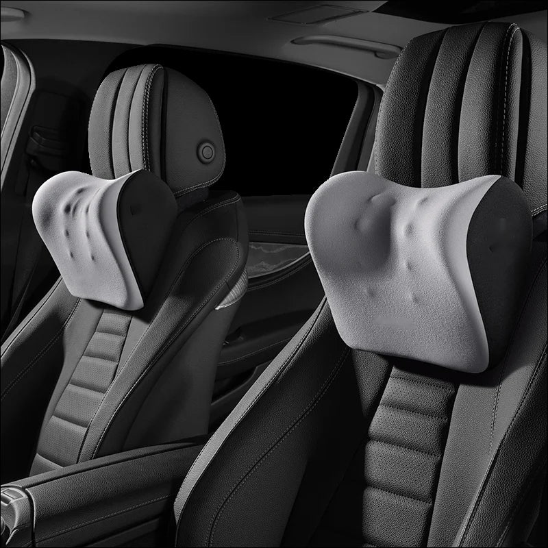 Ergonomic Memory Foam Neck Pillow – Universal Car Seat Head & Neck Support Cushion - Delicate Leather