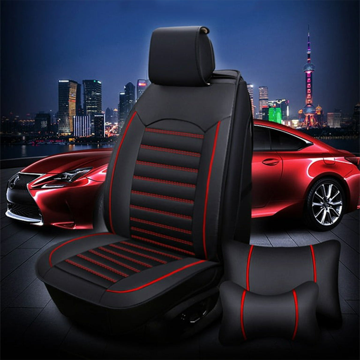 Full Set Car Seat Covers – Leather Front Split and Rear Bench Cushion for Complete Interior Protection 03 - Delicate Leather