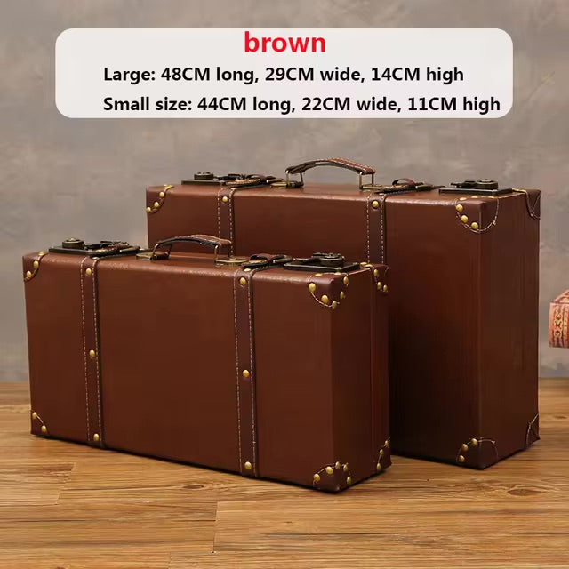 Customized Vintage Travel Suitcases Large Capacity Wooden Luggage, Clothes Storage Organizer Boxes, Decorative Props