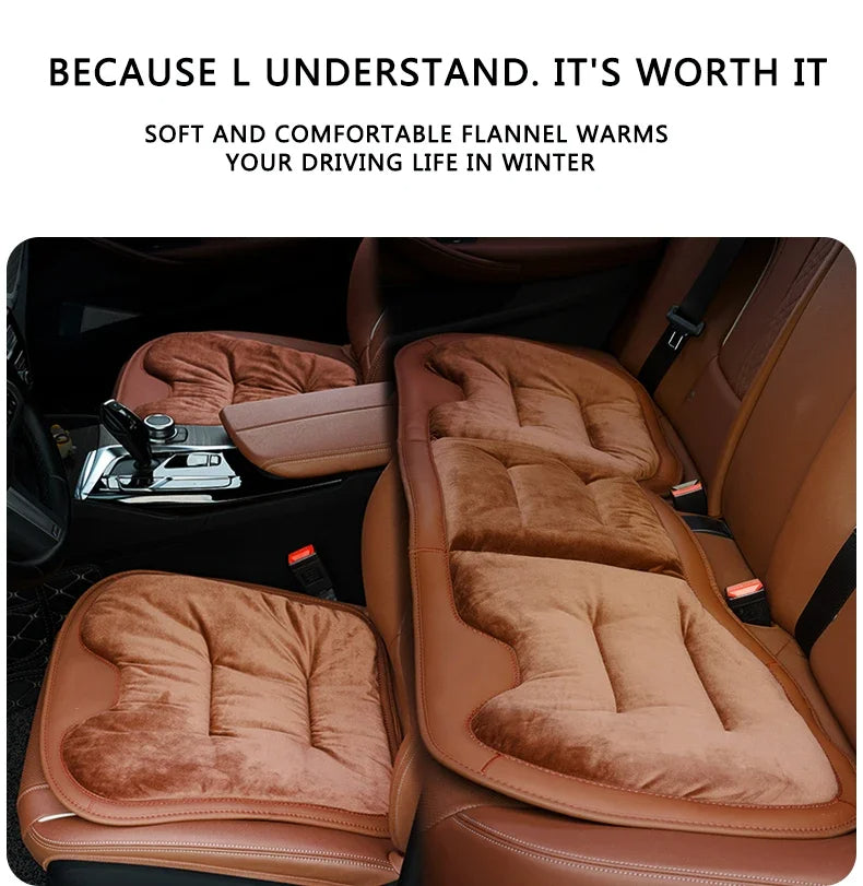 Flannel Car Seat Cover Front Rear Seats Cushion Protector Mat Pad Universal, Custom For Cars, Seat Cushion for Car - Delicate Leather