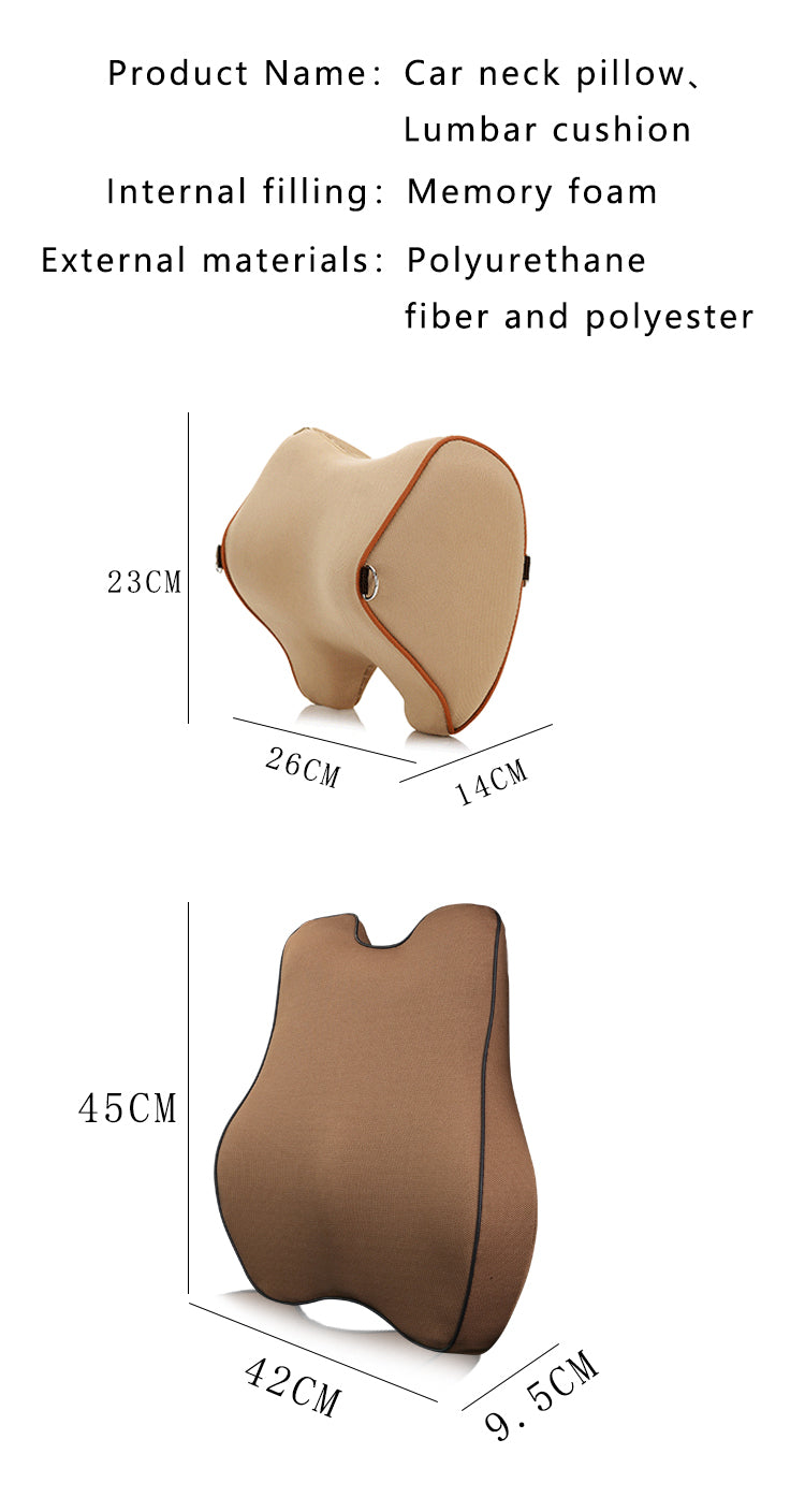 3D Memory Foam Adjustable Therapeutic Car Seat Neck Headrest Support Pillow - Delicate Leather