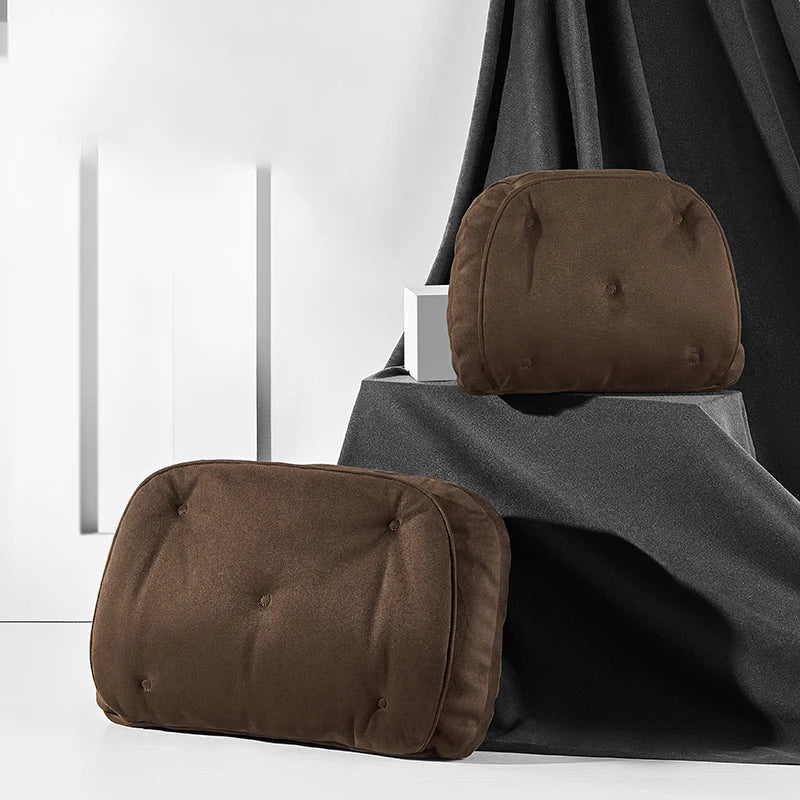 2PCS Memory Foam Car Headrest & Lumbar Support Set – Breathable Neck and Back Cushions - Delicate Leather