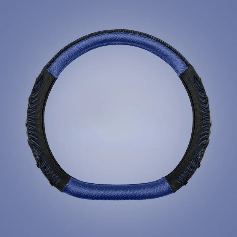 Carbon Fiber Steering Wheel Cover – Anti-Slip Universal 38cm Interior Accessory - Delicate Leather