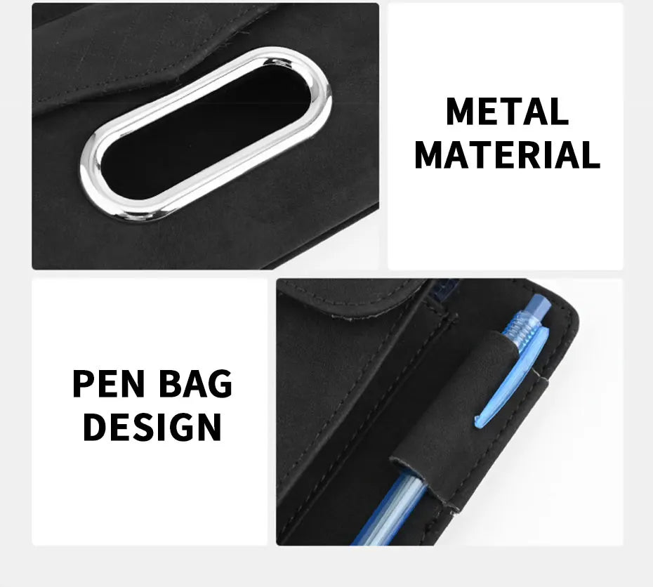 Suede Car Sun Visor Organizer – Glasses Case, Tissue Holder & Multi-Pocket Storage - Delicate Leather