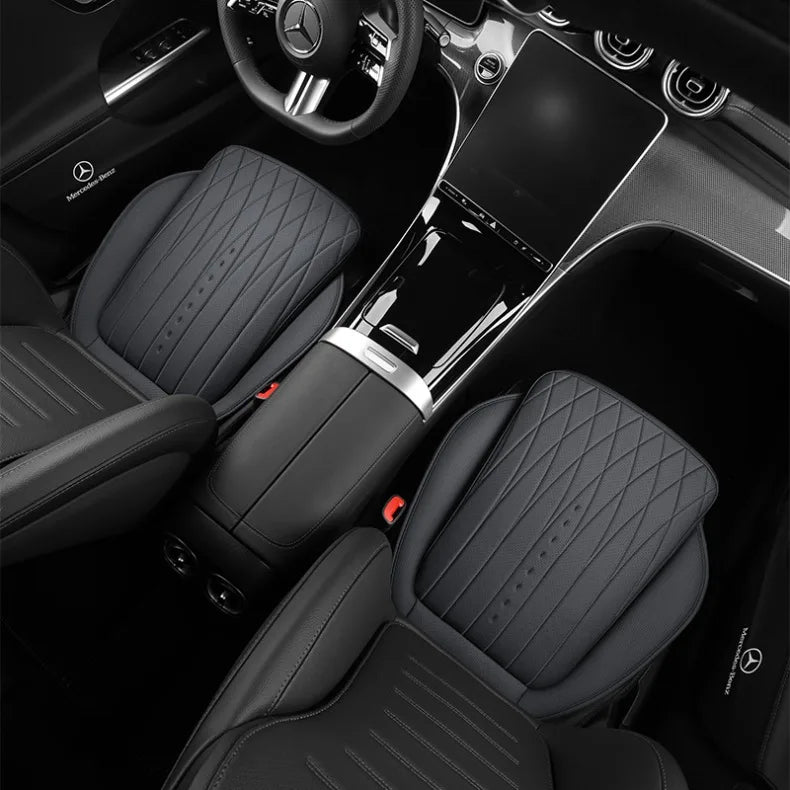 PU Leather Car Seat Cushion – Perforated Breathable Seat Pad, Universal Fit - Delicate Leather