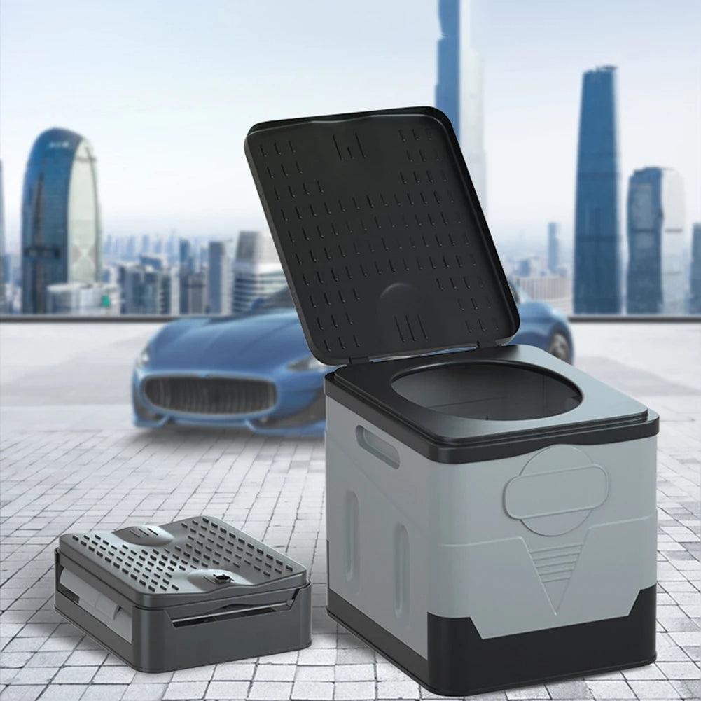 Travel Portable Car Emergency Toilet with cover Outdoor Folding Camping Toilet for Camping Hiking Boat Road Trips Beach - Delicate Leather
