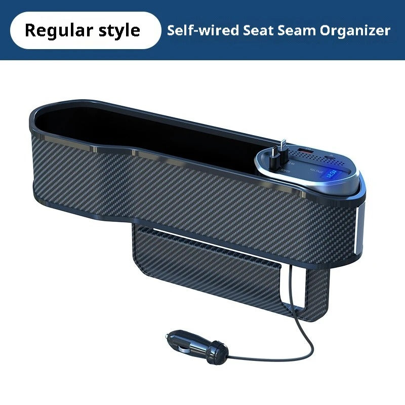 Front Seat Side Storage Case with Wireless Charger 10W Console Pocket USB Type-C Seat Gap Filler Organizer Car Interior Accessories - Delicate Leather