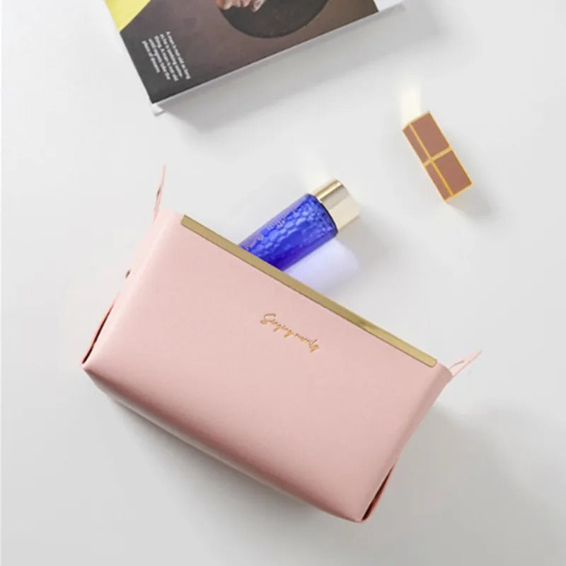 Desktop Finishing PU Leather Storage Box - Household Foldable Cosmetic Storage Basket with Handle, Sundry Key Coin Decorative Plate - Delicate Leather