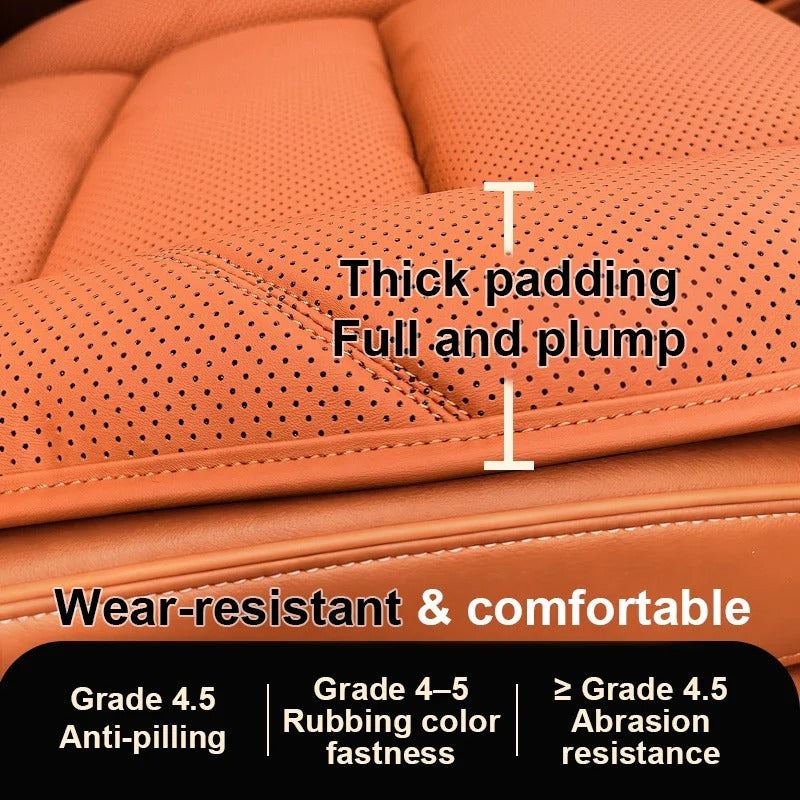 Universal Leather Car Seat Cushion – Breathable Anti-Slip All-Season Seat Protector - Delicate Leather