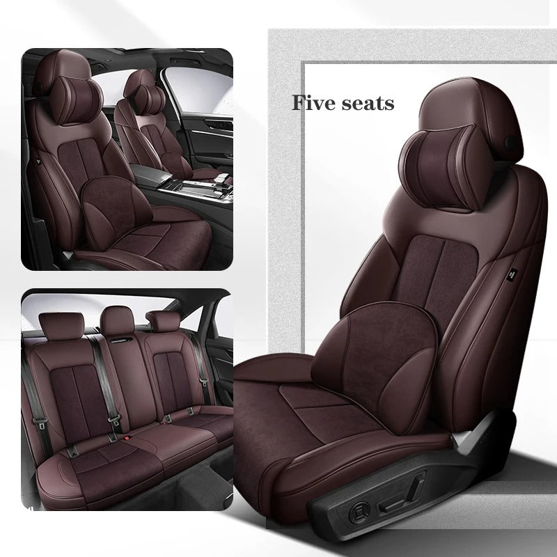 Custom Car Seat Cover Car Accessories Leather+Suede - Delicate Leather
