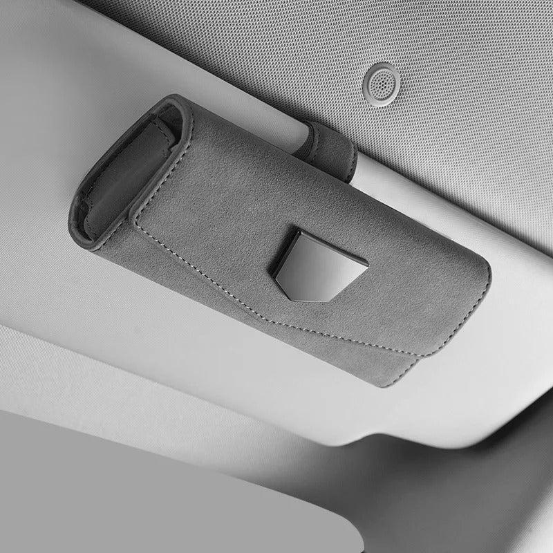 Car Glasses Holder - Sun Visor Case Storage Box - Delicate Leather