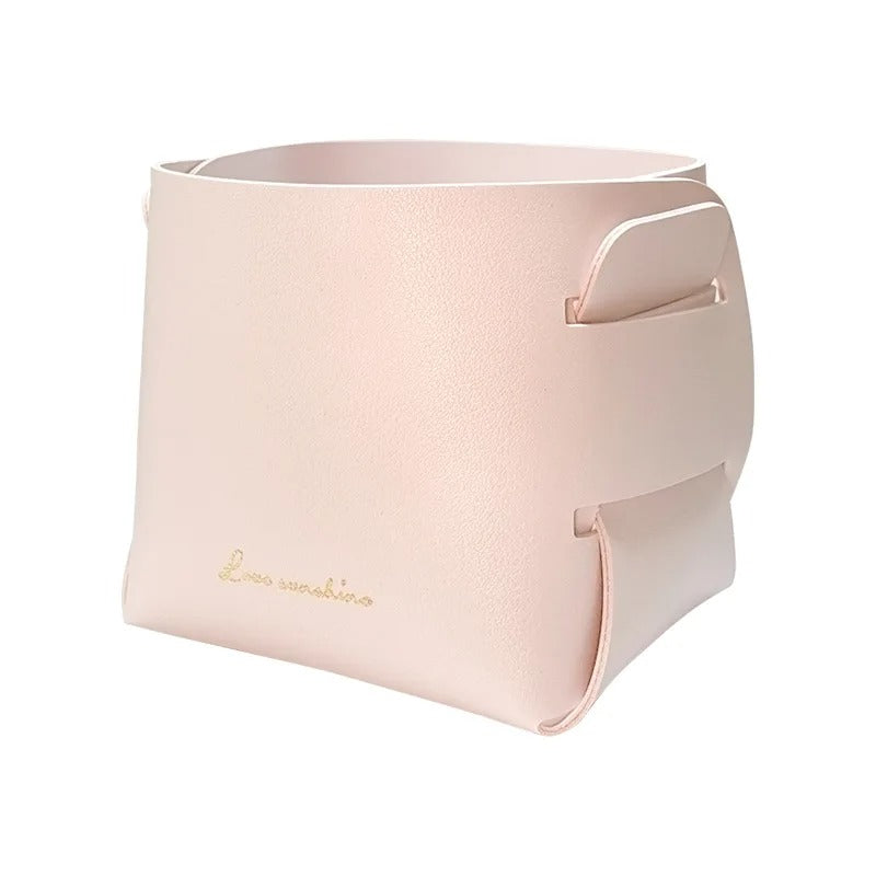 Folding Desktop Leather Storage Box Nordic PU Storage Tray - Delicate Leather