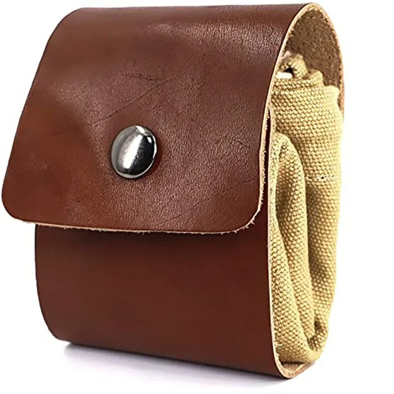 Portable Outdoor Foraging Bag - Collapsible Fruit Picking Pouch - Delicate Leather