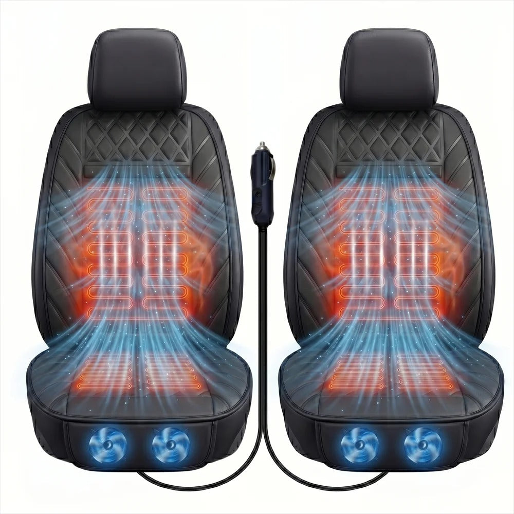 12V Ventilated Car Seat Cover – Universal Cooling Seat Cushion for Cars & SUVs - Delicate Leather