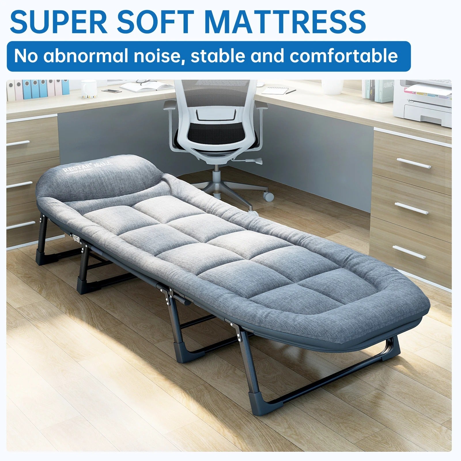 Niceway Adjustable Camping Cot with Mattress & Pillow – 6 Positions, 550LBS Capacity - Delicate Leather