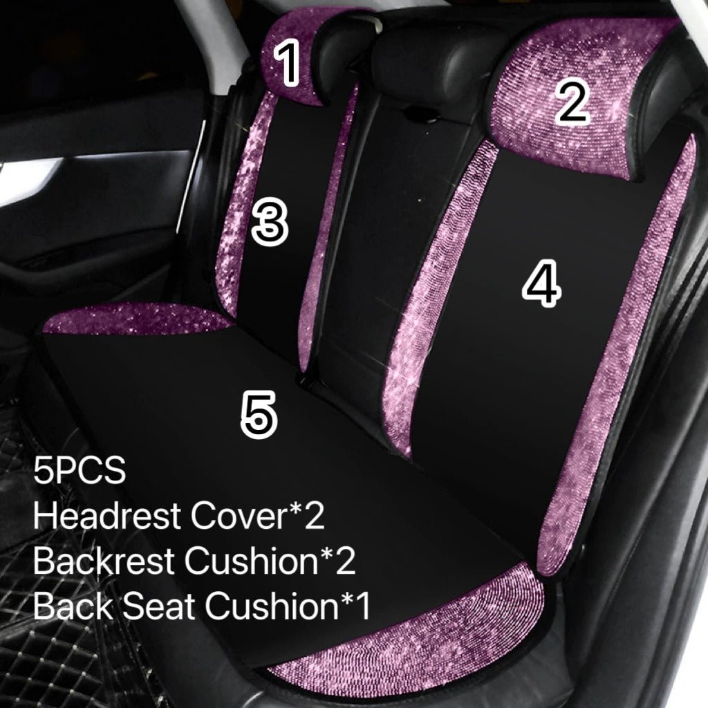 Cute Pink Rhinestone Car Seat Cover – Ice Silk Anti-Slip Cushion with Sparkling Crystal Design, Gift For Mother's Day 2025 - Delicate Leather