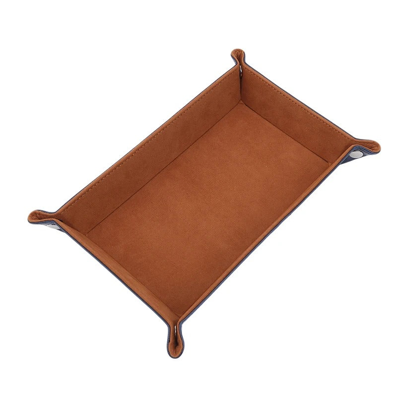 Creative Foldable Dice Tray Box - PU Leather Folding Coin Square Tray, Dice Game Key Coin Candy Jewelry Storage Box - Delicate Leather
