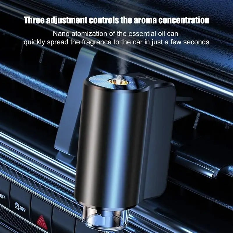 Car Perfume Diffuser Aluminum Alloy Smart Air Freshener with 3 Adjustable Modes - USB Powered Auto Fragrance for Driving - Delicate Leather