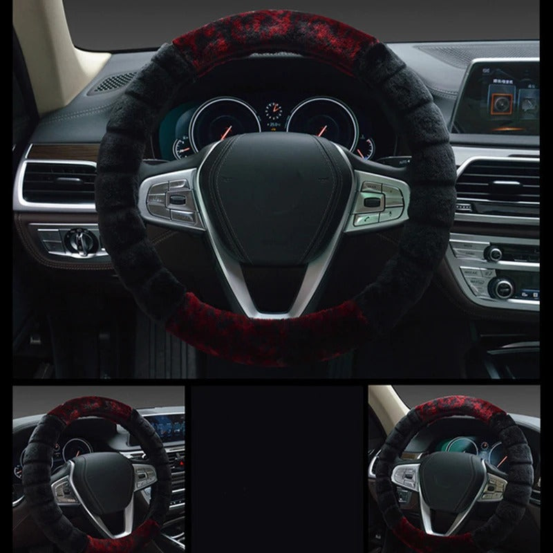 Fluffy Plush Car Steering Wheel Cover – Soft Anti-Slip Universal Fit for Winter Comfort and Car Interior Decoration - Delicate Leather