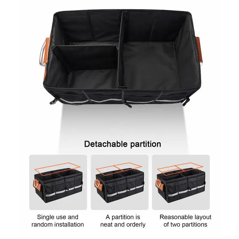 Foldable Car Trunk Storage Bag with Multi-Pockets – Large Capacity Oxford Trunk Organizer - Delicate Leather