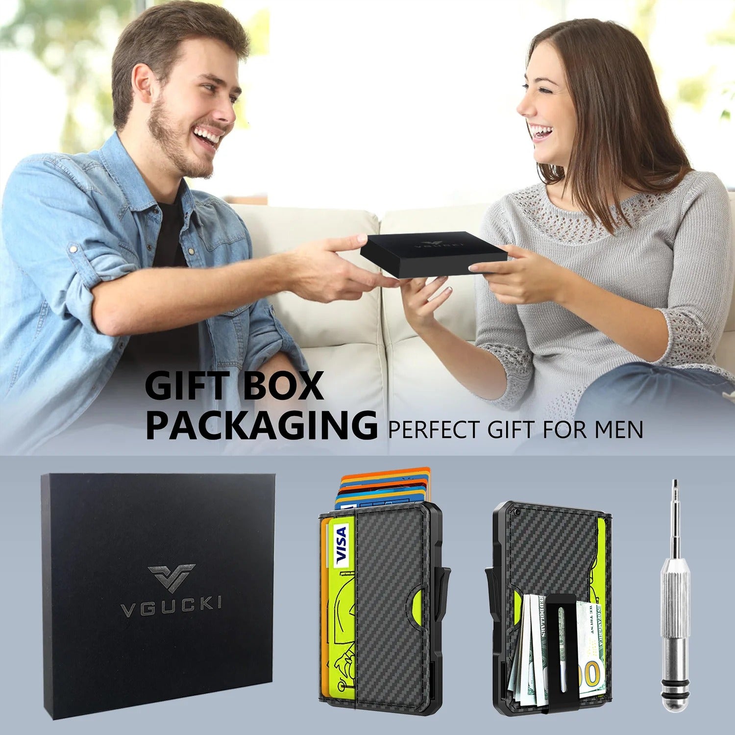 Slim RFID Blocking Wallet for Men – Minimalist Bifold Card Holder with Money Clip - Delicate Leather