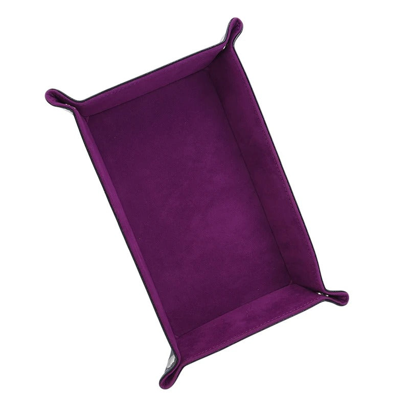Creative Foldable Dice Tray Box - PU Leather Folding Coin Square Tray, Dice Game Key Coin Candy Jewelry Storage Box - Delicate Leather
