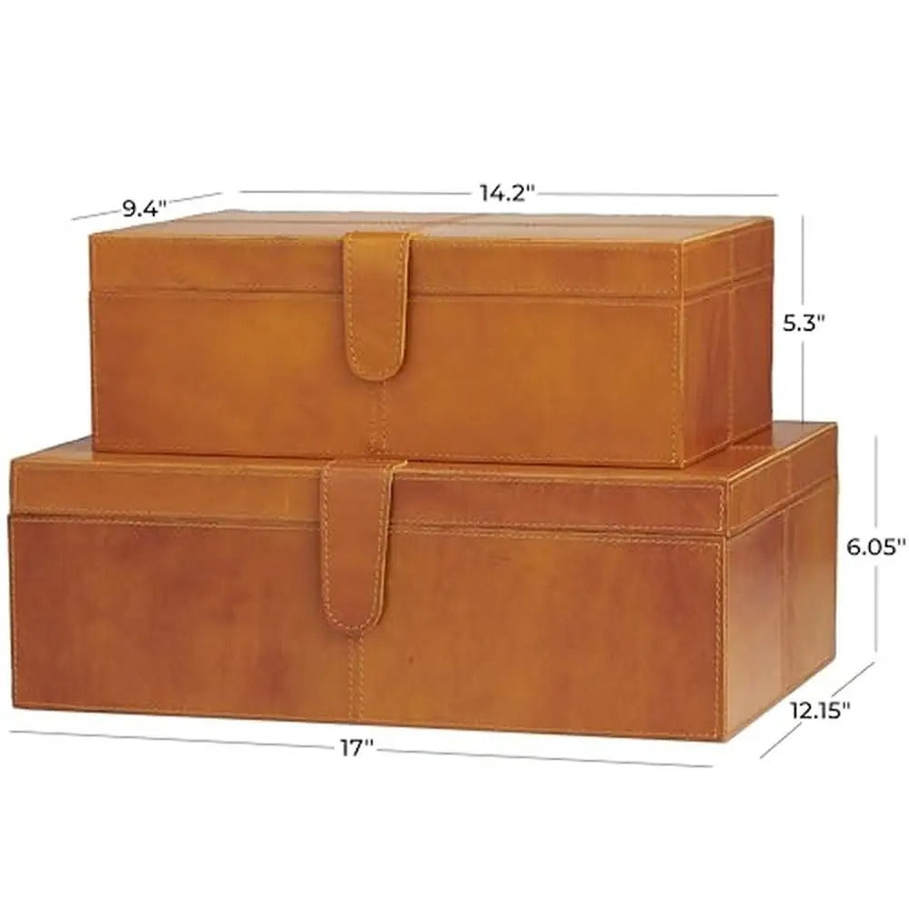 Leather Storage Box Set of 2 - Delicate Leather