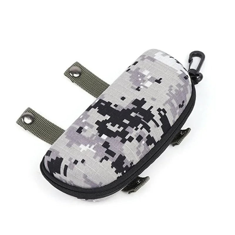 Camouflage Sunglasses Case, Outdoor Portable Zipper Glasses Case, Belt Sunglasses Organizer Storage Box for Outdoor Camping Hiking - Delicate Leather