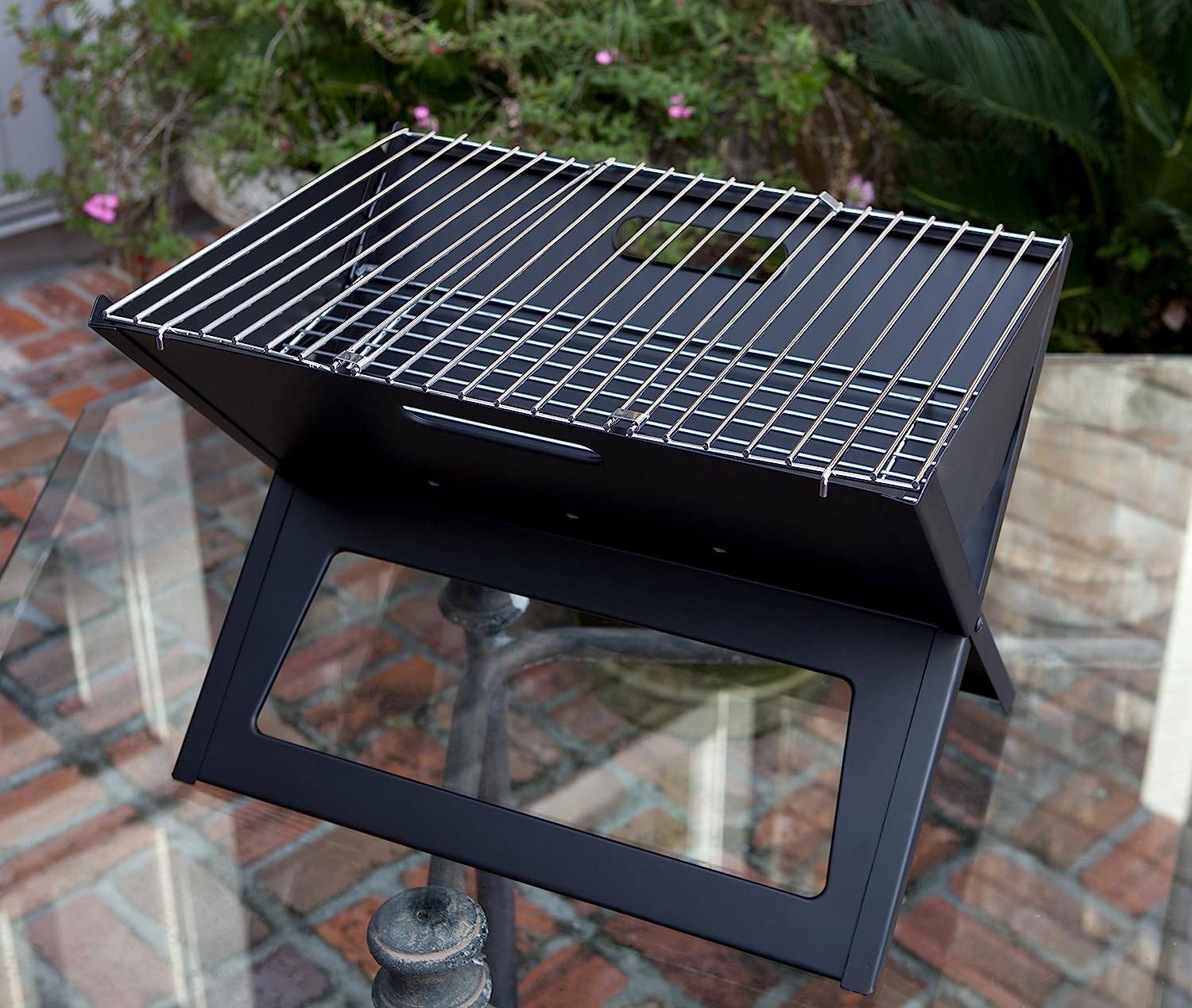 Camping Campfire Grill, Portable Folding Charcoal Grills, Backpacking BBQ Grill, Easy Portability For Outdoor Barbecues Camping Traveling Picnics Garden Beach Party - Delicate Leather