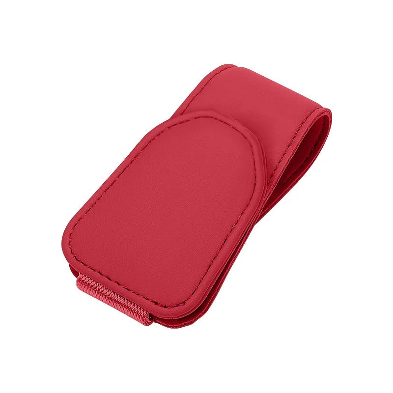 Glasses Holder Clip for Car Auto Sun Visor - Universal Eyeglass Hanger Clip - PU Leather Magnetic Multi-Function Storage