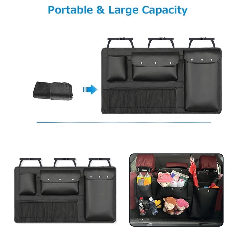 Car Backseat Storage Bag Multi-function Large Capacity Seat Back Storage Organizer - Delicate Leather