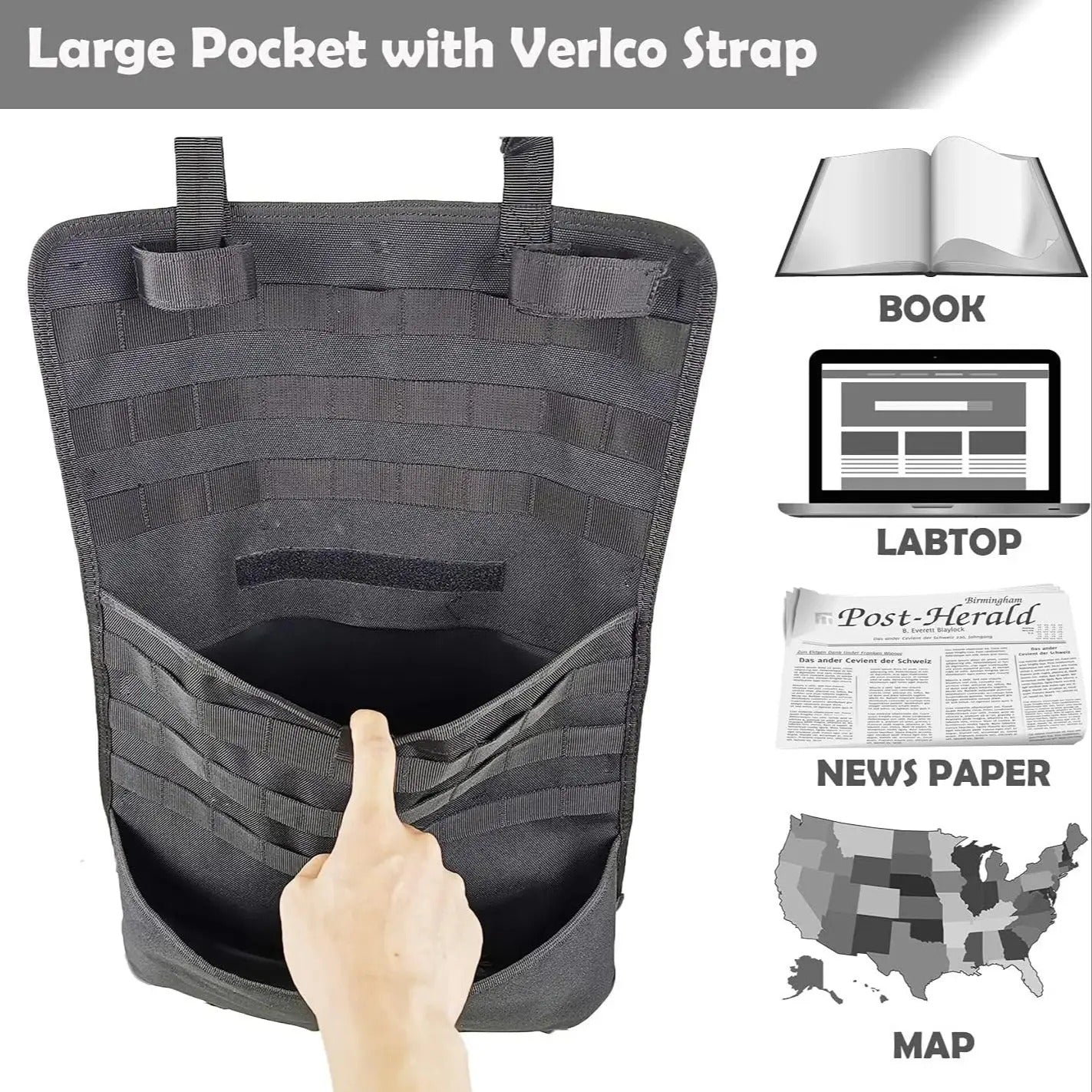 Tactical Seat Back Organizer for Automotive Panel - Delicate Leather