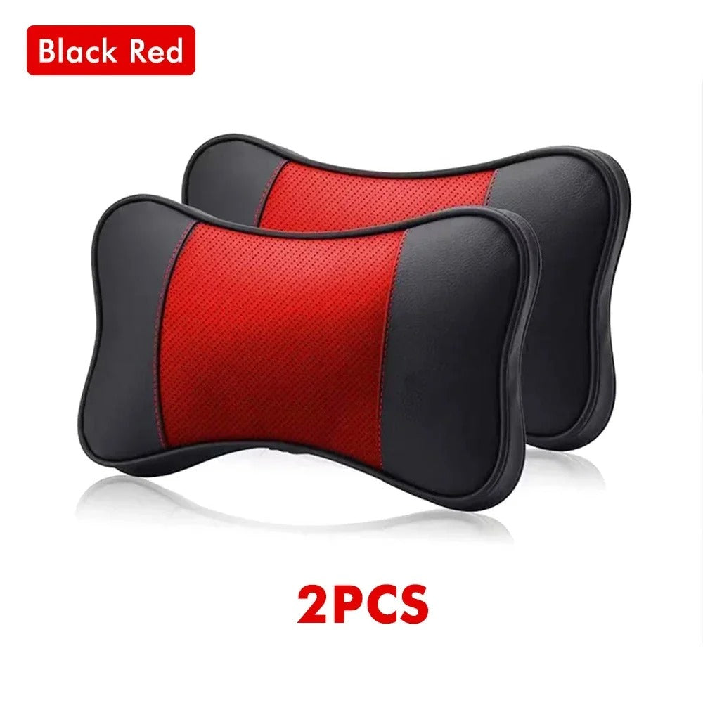 Leather Car Headrest Pillow – Breathable Universal Cushion for Vehicle Interior - Delicate Leather
