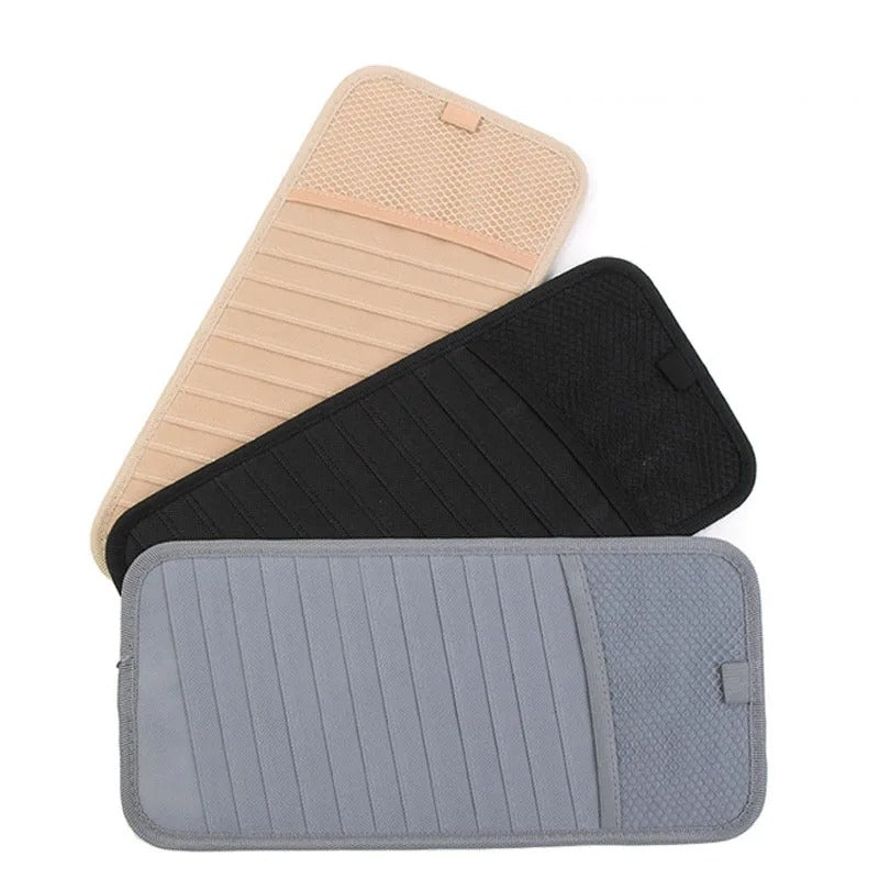 Auto Car Sun Visor Non-woven Organizer Storage Bag - Card Clip Holder Multifunctional CD Pen Sunglasses Stowing Tidying - Delicate Leather