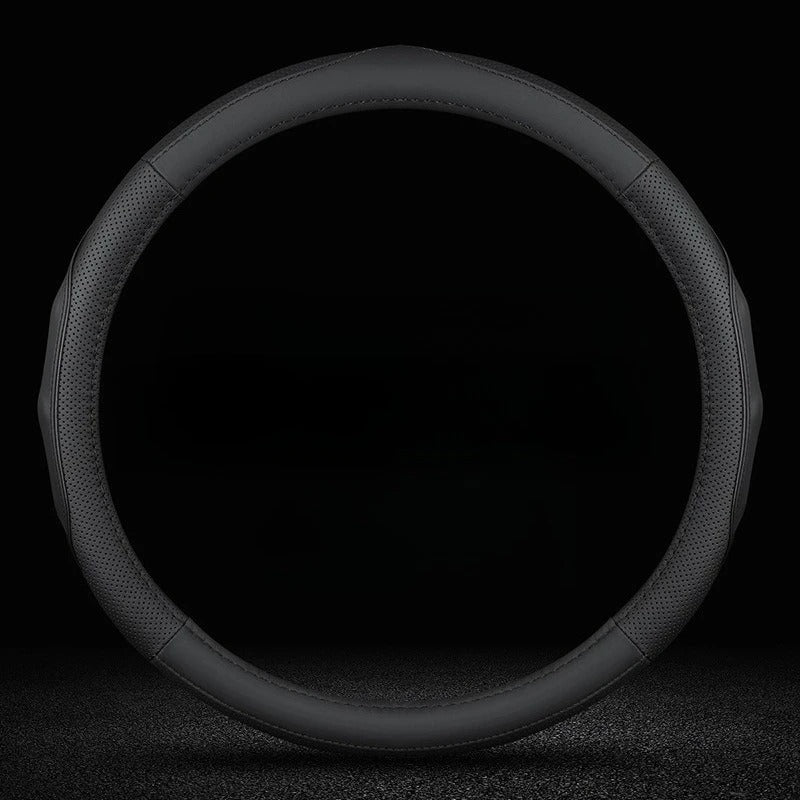 Genuine Leather Steering Wheel Cover – Anti-Slip Universal 38cm Interior Accessory - Delicate Leather