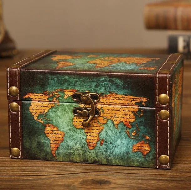 European Vintage Storage Box - Desktop Cosmetics Sundry Storage Box, Leather Candy Box, Gift Box - Delicate Leather