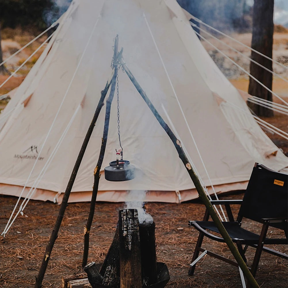 Camping Tripod Hanging Pot Bracket with Leather Storage Bag BBQ Rack Hanger