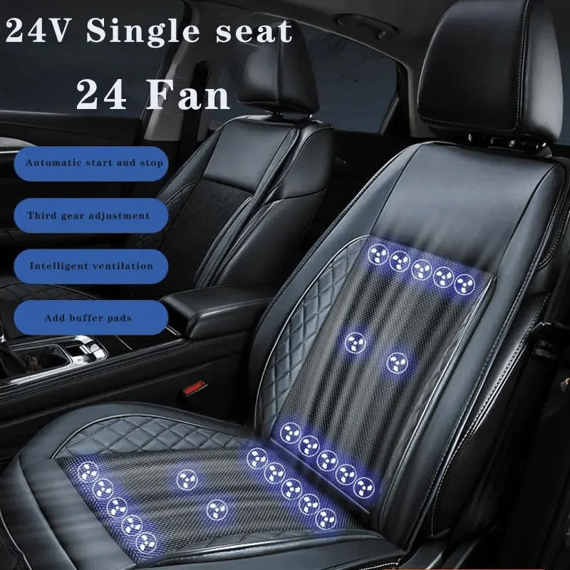 12V/24V Ventilated Massage Car Seat Cushion – Cooling and Air Circulation Pad for Summer Use - Delicate Leather