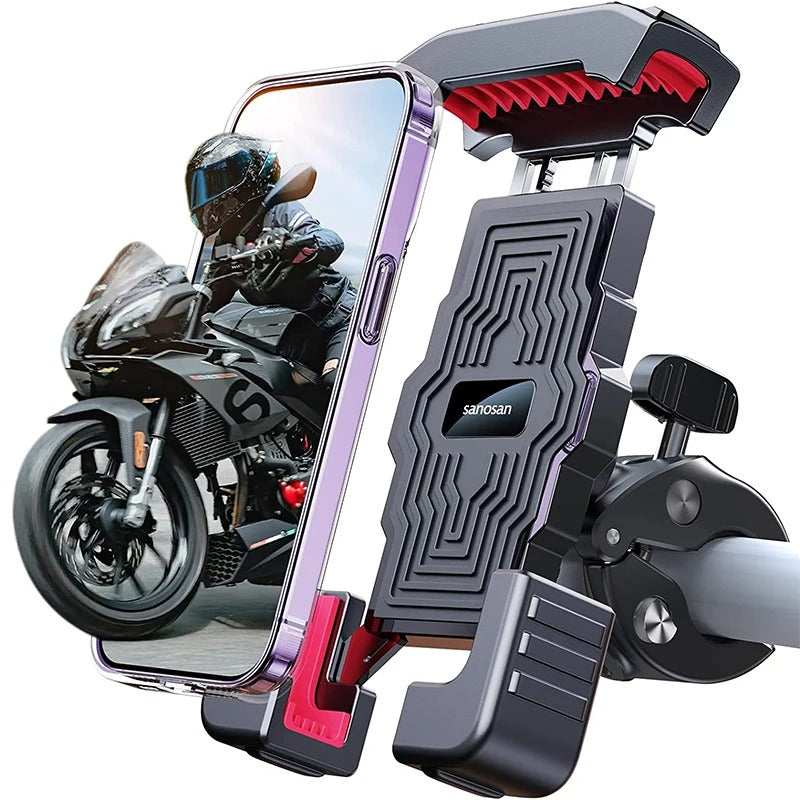 360° Universal Bike Phone Holder - Shockproof Bicycle Mount for 4.7-7 Inch Smartphones - Delicate Leather