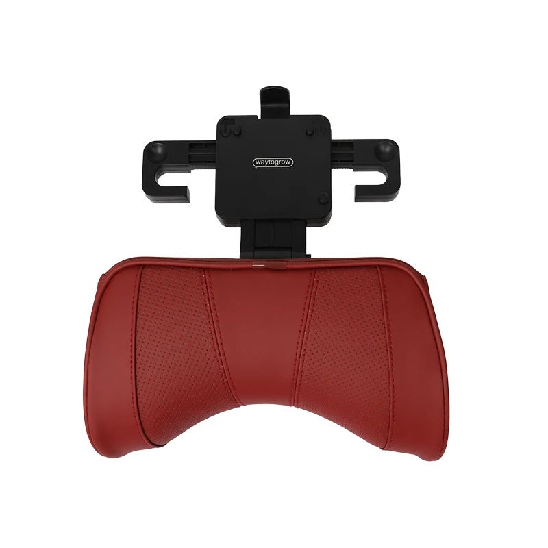 Multi-Functional Car Headrest Pillow Memory Foam Car Neck Pillow, Support Cervical Vertebrae and Head, Soft Velvet, Adjustable Height - Delicate Leather