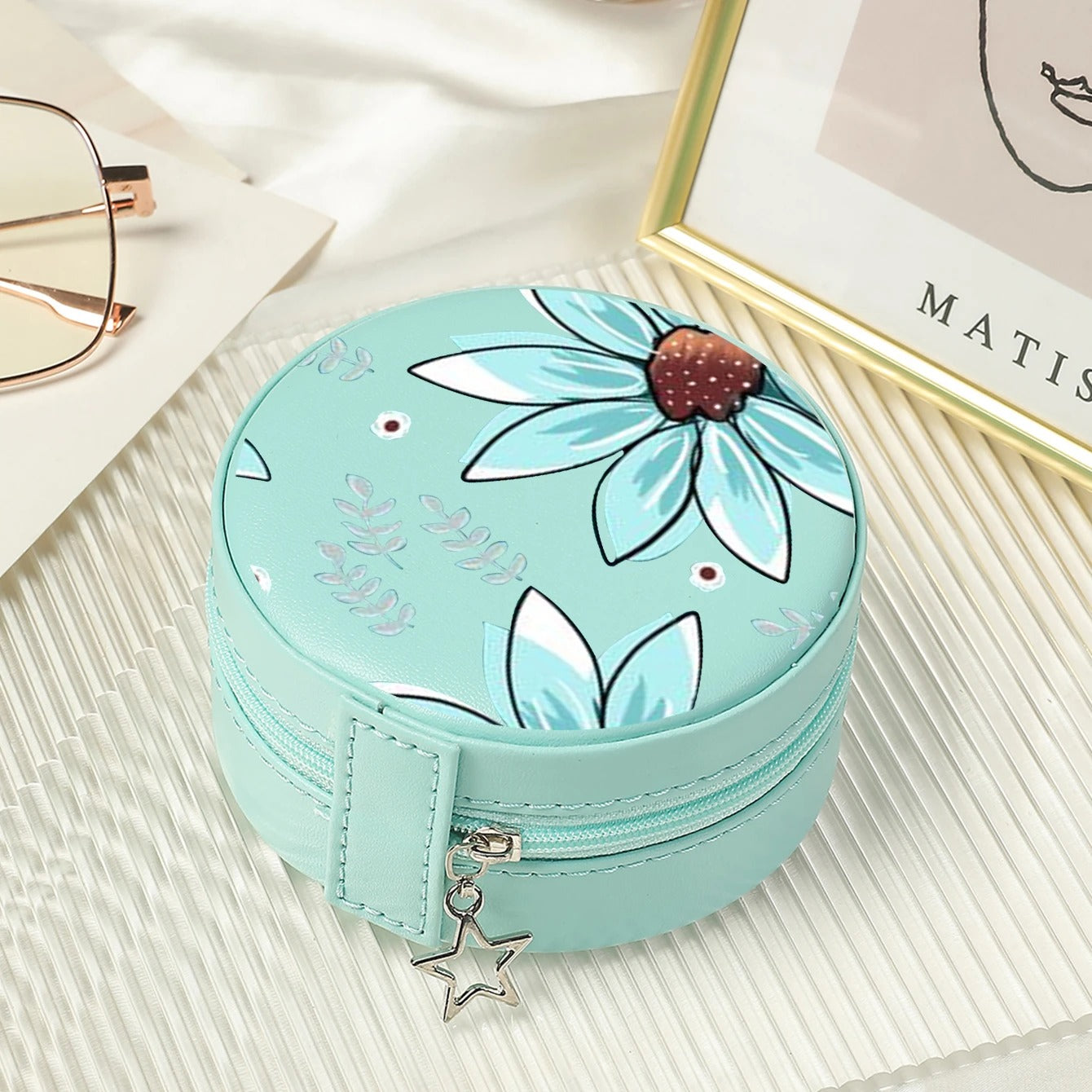 Flower Jewelry Storage Box Organizer, Display Travel Jewelry Case, Flower Leather Earrings Necklace Ring Organizer for Gift - Delicate Leather