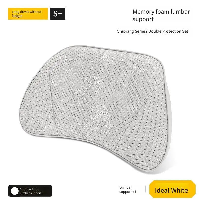 Embroidered Nappa Leather Car Seat Cushion Set – Breathable Seat Pad with Headrest & Lumbar Cushions - Delicate Leather