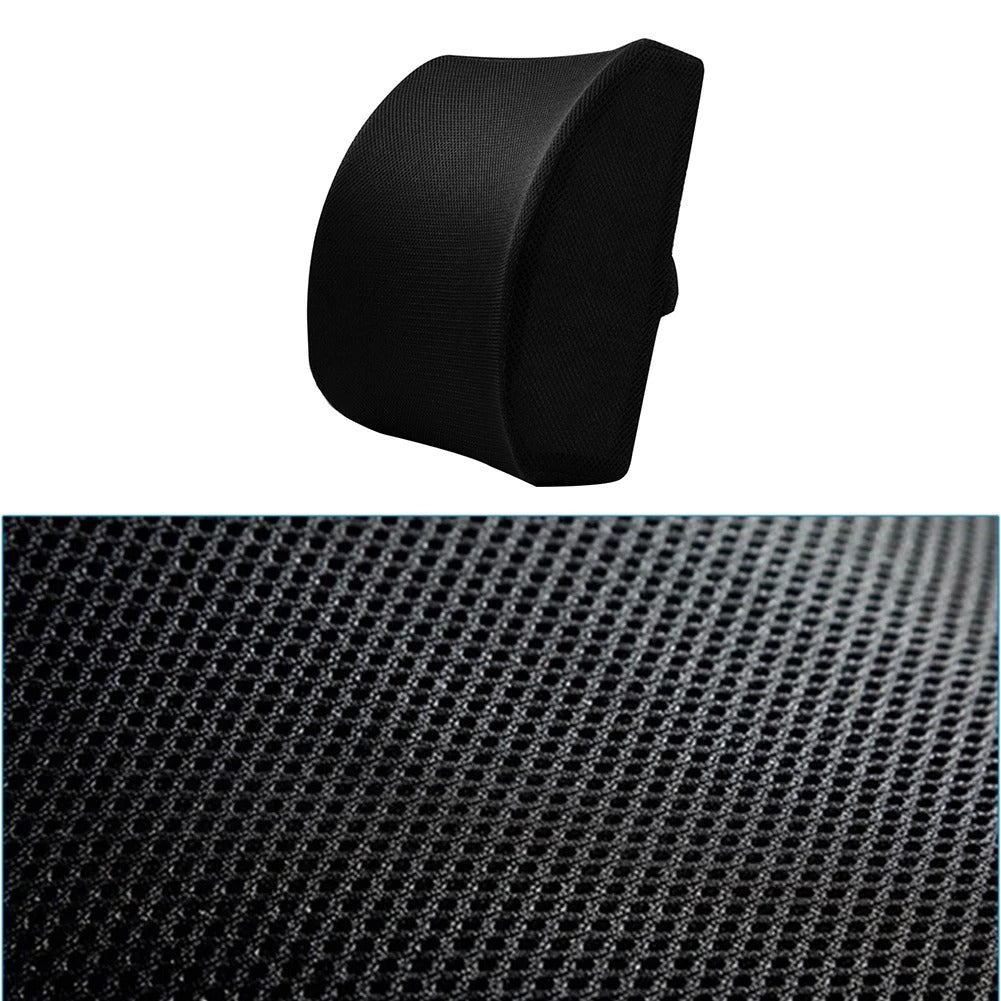 Eco-Friendly Cotton & Memory Foam Lumbar Support Cushion – 4D Breathable Mesh Pillow for Car, Reading, and Bed Rest - Delicate Leather