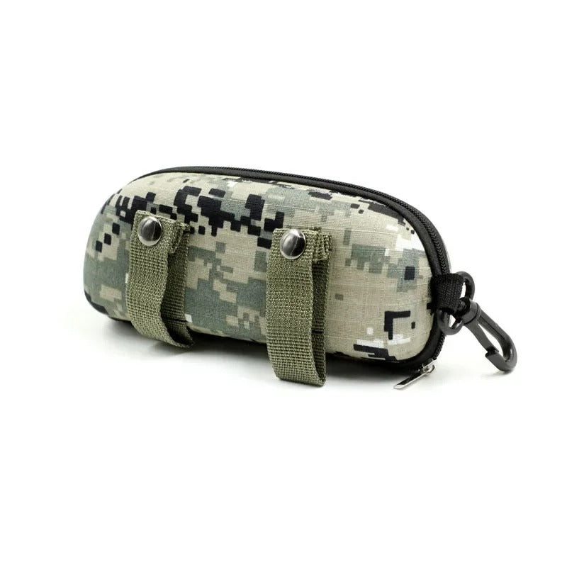 Camouflage Sunglasses Case, Outdoor Portable Zipper Glasses Case, Belt Sunglasses Organizer Storage Box for Outdoor Camping Hiking - Delicate Leather