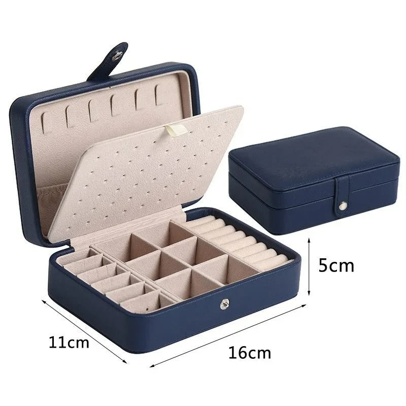 Portable PU Leather Jewelry Organizer Box for Earrings, Rings, and Necklaces - Delicate Leather